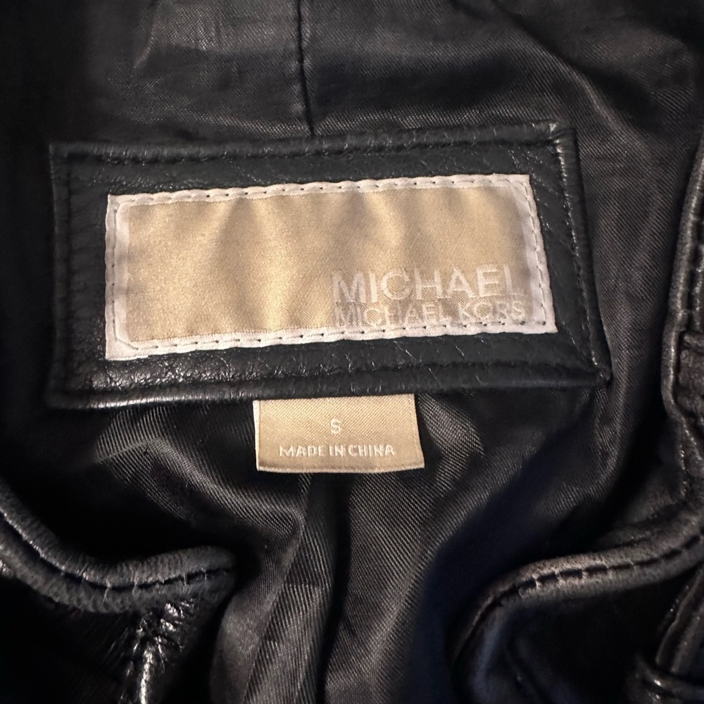 Michael Kors Black Leather Military Jacket - Picture 2 of 5